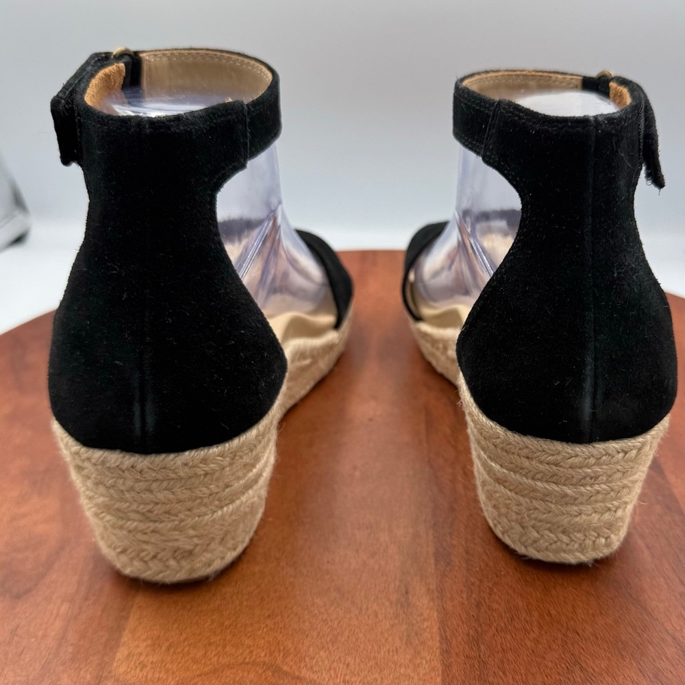 ABEO Cecile Riviera Ankle Espadrille Wedge Sandal Women 6 Metatarsal Black Suede - Picture 9 of 14
